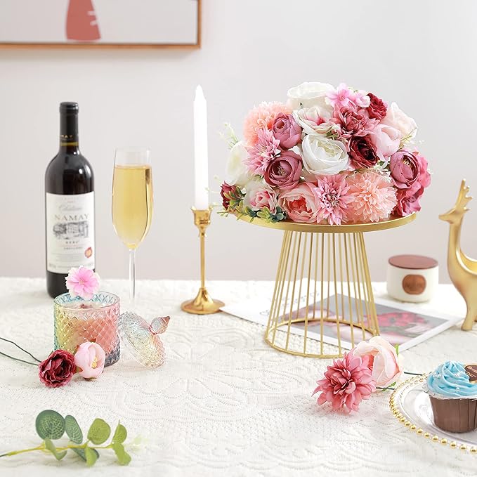 Artificial Flowers Combo, Fake Flowers for DIY Tables Centerpieces Baby Shower Bridal Shower Wedding Bouquet Arrangements Party Candle Holder Cake Decor Flower Home Decorations