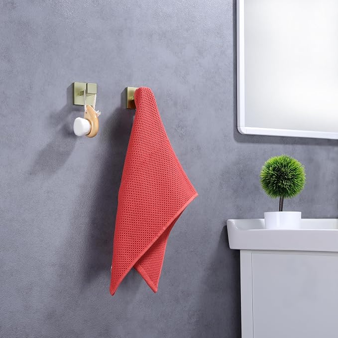 LANC Gold Towel Hook for Bathroom Wall Hook, Brushed Gold Heavy Duty Hand Towel Hanger Coat Hook, SUS304 Stainless Steel for Bathroom Hardware Robe Hook, Wall Mounted, A8805BG