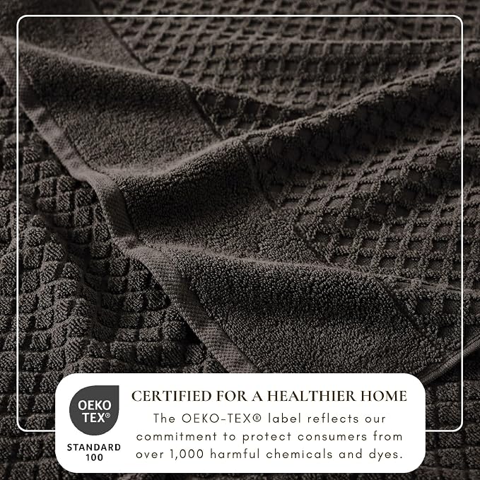 Great Bay Home Bath Towels - 100% Cotton 6 Piece Bath Sheet Set - Diamond Waffle Weave - Absorbent, Durable, Quick-Dry Towels for Bathroom (Midnight)