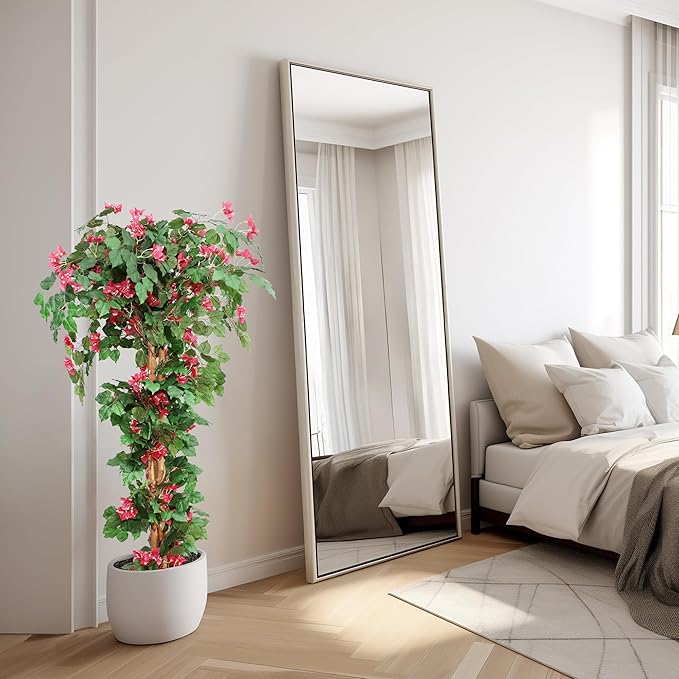 Damomo 5FT Artificial Bougainvillea Flowers Trees, Fake Bougainvillea Tall Tree with Black Plastic Potted, Outdoor Faux Blooming Plants for Indoor Front Porch Decor or Home Office, 2 PCS (59 inch)