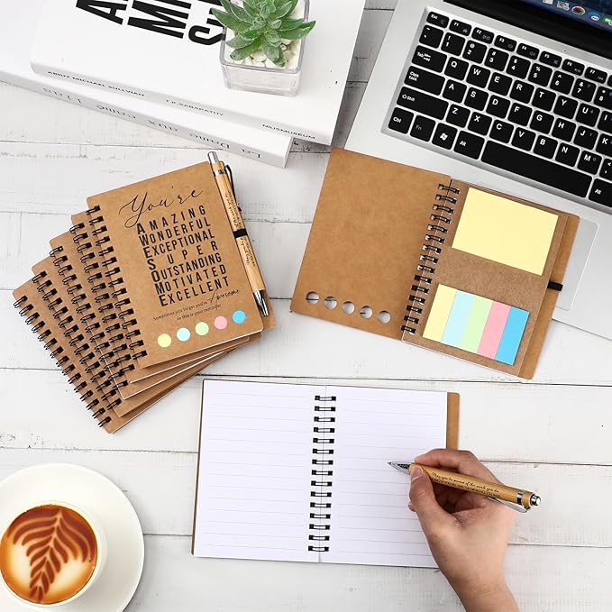 Jetec Inspirational Notebooks Bulk Spiral Notebook with Sticky Notepad Motivational Pens Valentines Day Gifts for for Employee Coworker Nurse Staff Teacher Nurse Volunteer(50 Sets,Amazing)
