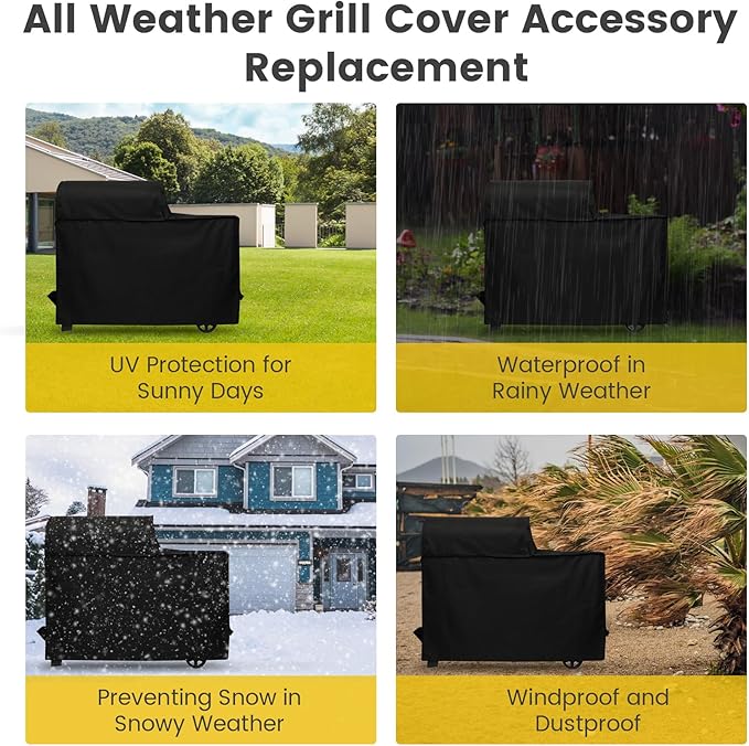 All Weather Grill Cover for BAC761 Traeger Woodridge Grill and TFB86MLH Accessory Replacement, Full-Length Heavy Duty 600D Oxford Fabric Waterproof Weather-Resistant Polyester Traeger Grills Cover