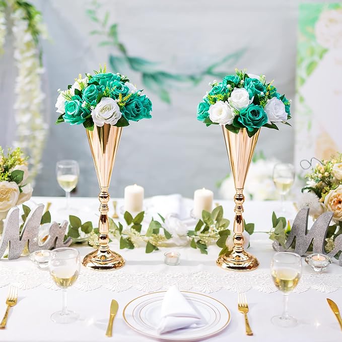 Flower Centerpieces for Wedding Tables: Wedding Table Decorations Teal & White Flower Balls Centerpieces for Engagement Cerebration Party Center Pieces 6 Packs