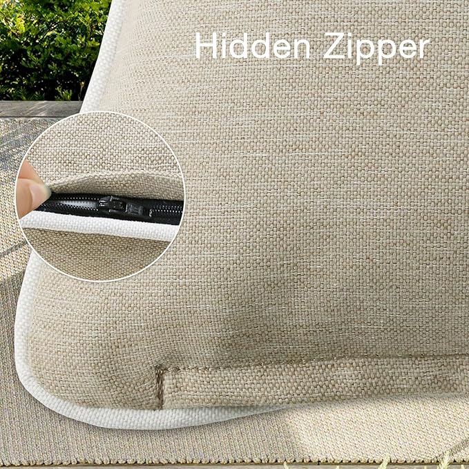 Unimatta Decorative Outdoor Water Repellent Throw Pillows with Inserts, Set of 4, 20" x12" Pillows for Patio, Backyard, Bed, Couch, and Patio Furniture, Tan