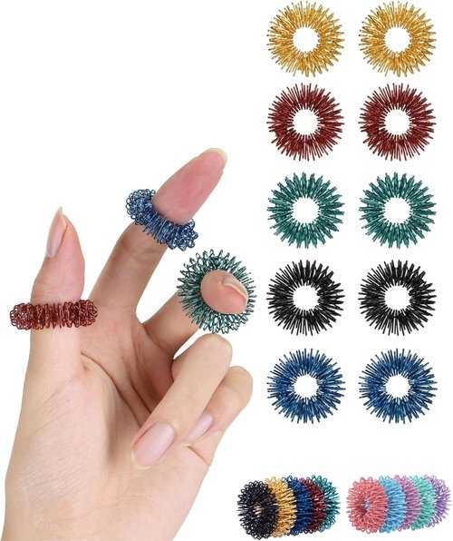 Mr. Pen Spiky Sensory Rings - 10 Pack Jewel Tones for Stress Relief | Fidget Toys for Anxiety & ADHD