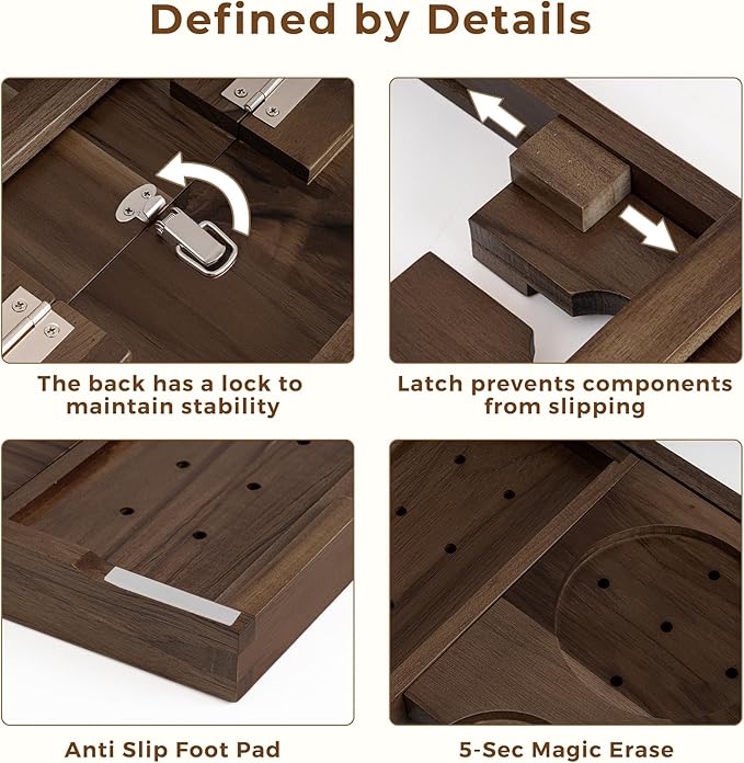 Teak Bathtub Tray, Wooden Tray Caddy for Bathtub, Luxury Bathroom Trays for Home Spa Relaxation, Teak Bathtub Caddy as Housewarming, Wedding Gifts for Women (Walnut Teak)