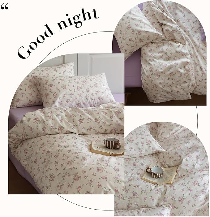 HighBuy Lilac Floral Comforter Twin XL Size Bed Set 3 Piece Garden Style Girl Flower Bedding Comforter Set Fluffy Aesthetic Botanical Bedding Comforter with 2 Pillowcase - Twin XL Size