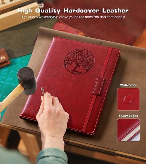 Biuwory Leather Hardcover Journal - 256 Pages A4 Notebook for Writing & Note Taking | Ideal for Travel & Business