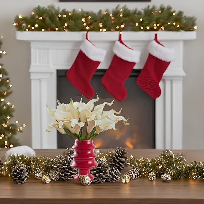 Mandy's PU White Calla Lily Artificial Flowers 20 Stems 13.5in Faux Realistic Centerpiece for Thanksgiving and Christmas Decorations DIY Bridal Bouquet Home Décor