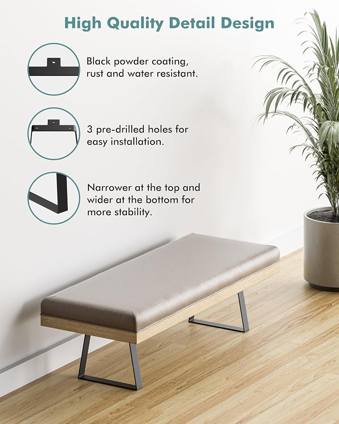 Metal Table Legs 8 Inch Short - Kitchen Desk Legs Small Trapezoid Heavy Duty Steel Furniture Leg Replacement Feet for DIY Sofa, Bench, Stool, Coffee Table, End/Side Table (Set of 2, Black)