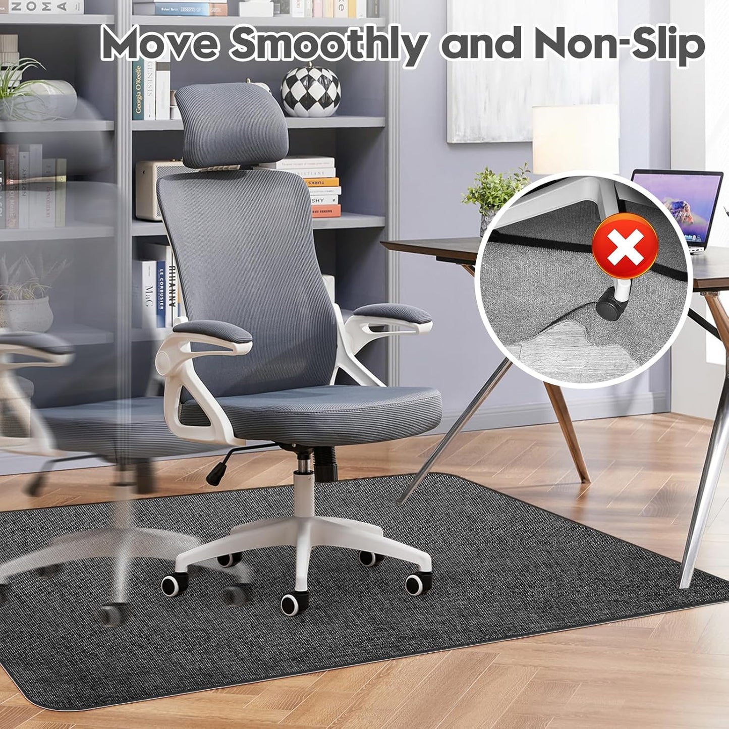 Sycoodeal Office Chair Mat - Heavy Duty Anti-Slip Floor Protector for Hardwood & Tile - Dark Black (48" x 60")