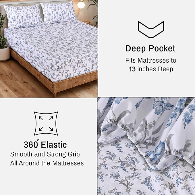 RUVANTI 100% Organic Cotton Sheets California King, Percale Weave, GOTS Certified, 4-Piece Set, Deep Pocket 13", Crisp & Breathable, Soft Durable Bedding, Sábanas Algodón Orgánico – Deluxe