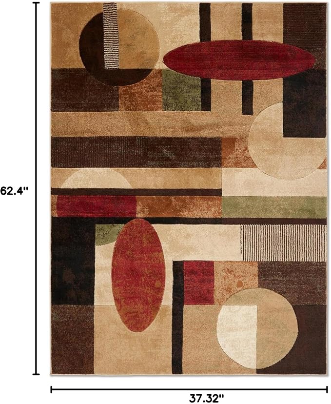 Home Dynamix Tribeca Jasmine Contemporary Geometric Area Rug, Brown/Red, 3'11"x5'2"