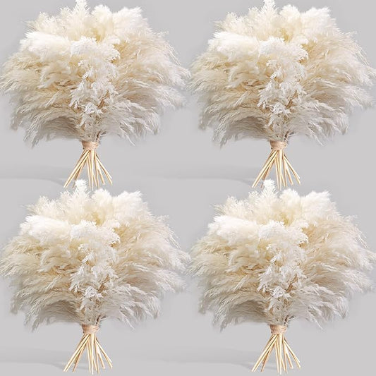 40PCS White Pampas Grass for Home Decor - Elegant Boho Decor - Premium Quality Pampas Grass Stems - Perfect for House, Nursery, Western, Wedding, Table, and Bohemian Decor
