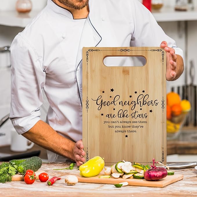 Neighbor Gifts Cutting Board, Best Neighbor Gifts, Gifts for Neighbors, Decorative Bamboo Cutting Boards for Kitchen