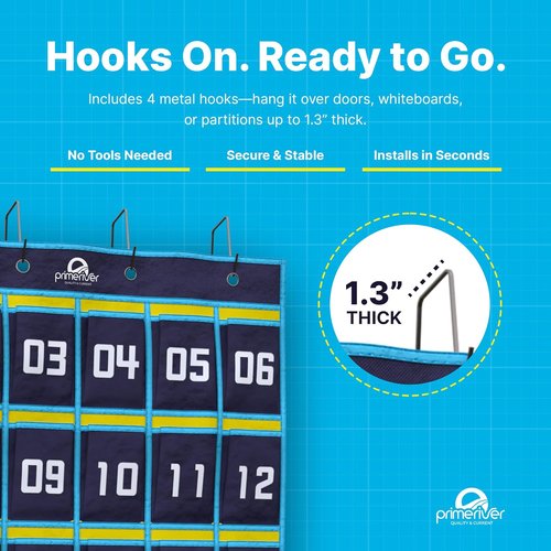 PrimeRiver Classroom Pocket Chart Organizer - Cell Phone & Calculator Storage with 36 Numbered Slots