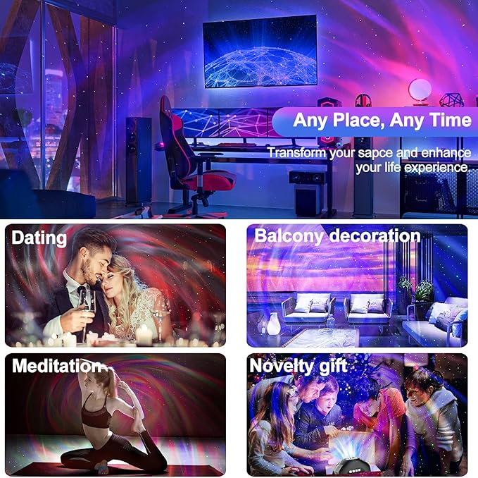 Galaxy Projector, CIMELR Star Projector Night Light with Bluetooth Speaker, White Noise Machine, Remote Control - Northern Lights Aurora Projector for Bedroom, Room Decor, Party, Gift for Kids Adults