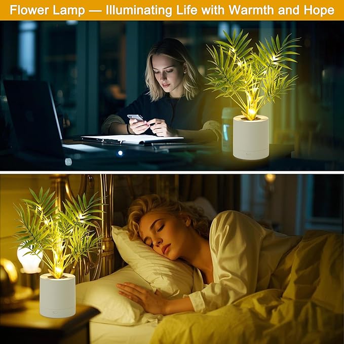 WSYEAR Artificial Lighted Areca Palm Tree Lamp Night Light for Womens Christmas Birthday Gifts, DIY Bonsai Decor, Perfect Ideal for Ambiance Wedding Party Bedroom Bar Coffee Shop Decor Light