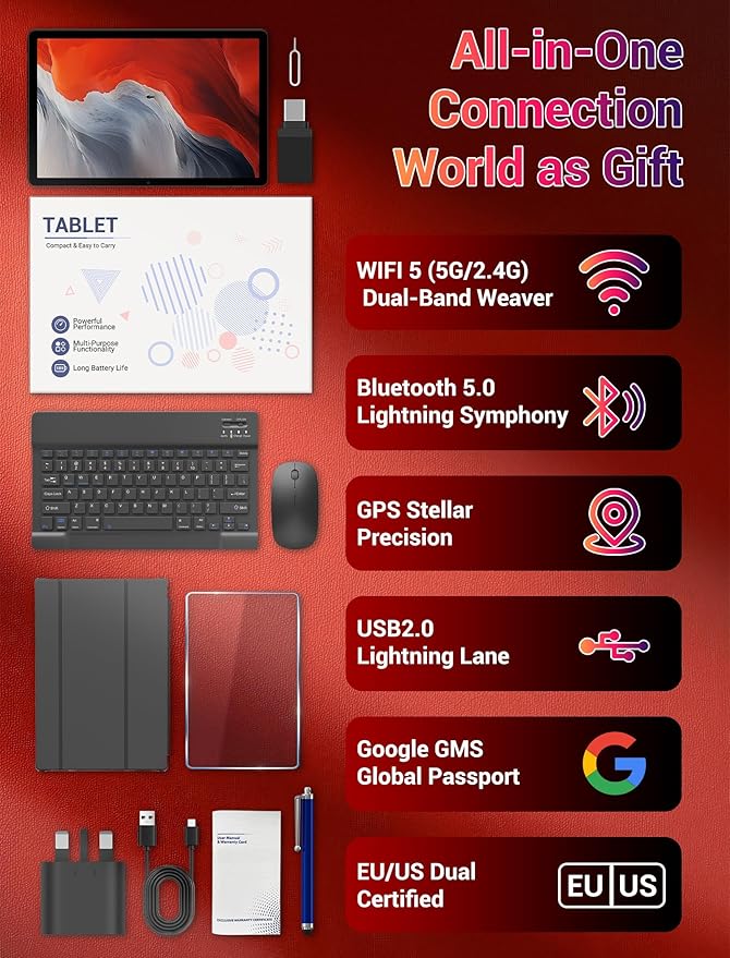 DEZLTID 2025 Android 15 Tablet 11 Inch with Keyboard Stylus Mouse: 2K IPS Tablette (2000x1200) 丨Widevine L1,36GB+256GB(1TB TF), 5G/2.4G WiFi, 8-Core, 8000mAh,8+13MP, AnTuTu 255K丨GMS丨FCC丨CE- Gray