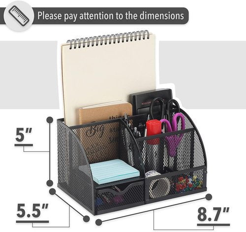 Mr. Pen - Black Mesh Desk Organizer | Stylish Pen & Pencil Holder for Clutter-Free Workspaces