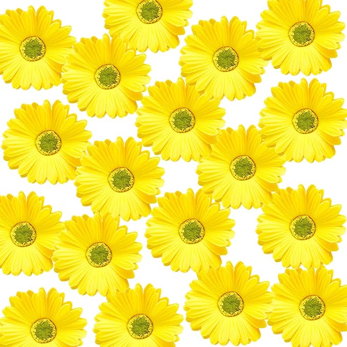 WILLBOND 18 Pieces Artificial Gerbera Daisies Flowers Fake Daisy Faux Boho Daisy Flowers Bouquet 15 in for Boho Birthday Decorations Wedding Home Decor (Yellow)