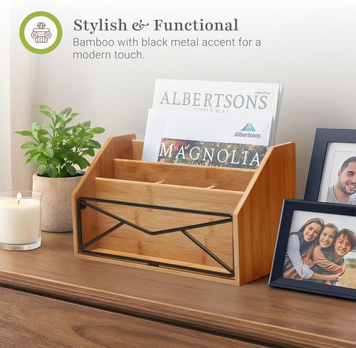 Prosumer's Choice Bamboo Desk Organizer - Natural Wooden Mail & File Storage for Home and Office