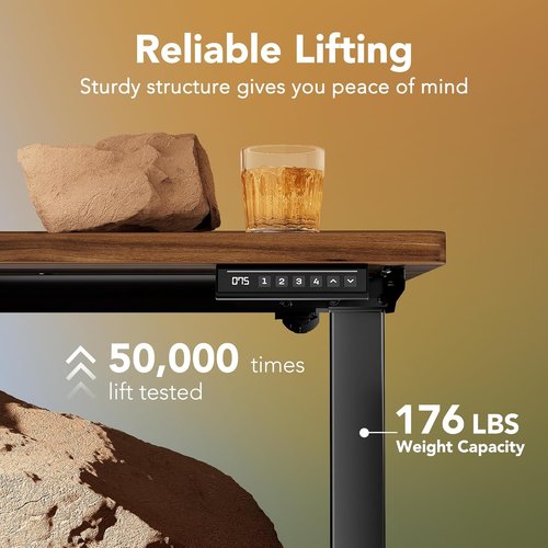 HUANUO Electric Standing Desk - Adjustable Height with 4 Memory Settings | 32" Black Walnut for Home Office