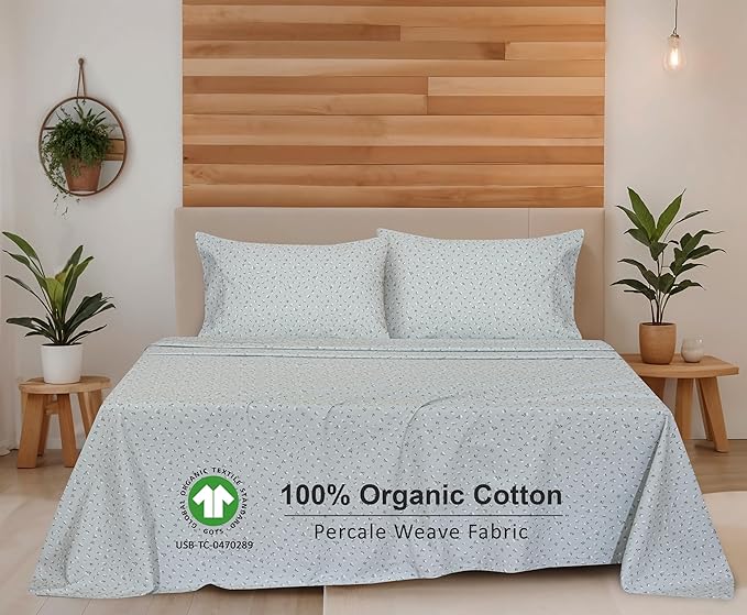 RUVANTI 100% Organic Cotton Sheets Queen Size, Percale Weave, GOTS Certified, 4-Piece Set, Deep Pocket 15", Crisp & Breathable, Soft Durable Bedding, Sábanas Algodón Orgánico – Bud Club