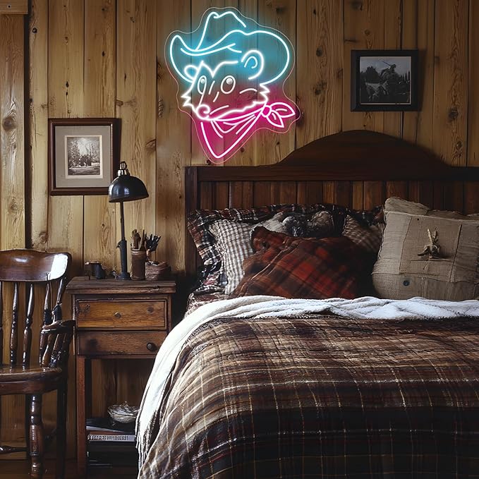 Opossum Cowboy Neon Sign, Western Rodeo decor Cowboy Mouse Neon Sign, Cowboy Bar Decor, Gaming Room Decor, Funny Western Opossum Sign, Light up Cute Animal Shape LED Lamp, Unique Home