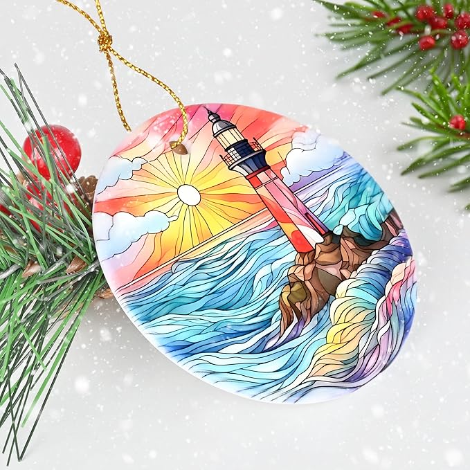 Christmas Ornament, Jocidea Lighthouse Christmas Decorations, Christmas Tree Ornament, Holiday Decor and Xmas Gifts Ideas
