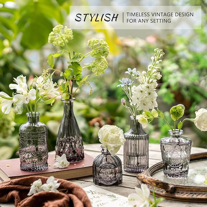 SUPMIND Bud Vase Set of 12, Black Bud Vases in Bulk, Small Flower Vases for Centerpieces, Mini Vintage Vase for Rustic Wedding, Home,Table Decoration