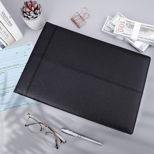 Antner 7-Ring Business Checkbook Binder - PU Leather Organizer with Zipper Pouch | Holds 600 Checks, Black