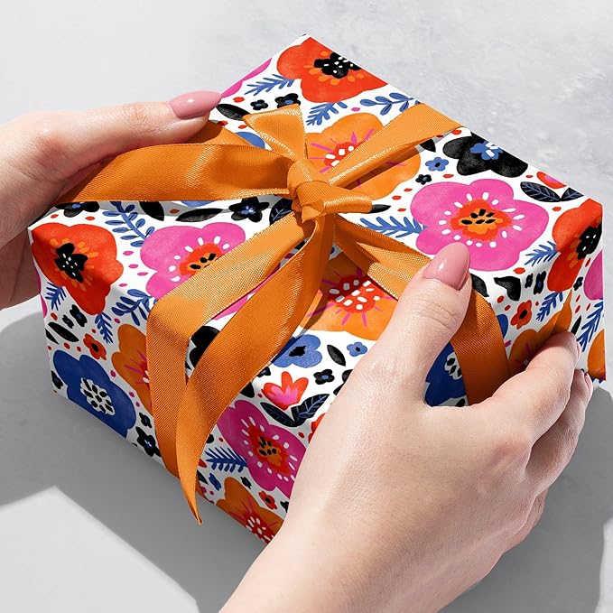 Jillson Roberts Gift Wrap, Modern Floral (8 Rolls 5 feet x 30 inches)