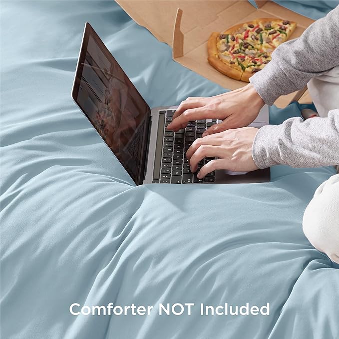 Bedsure Duvet Cover Queen Size - Soft Double Brushed Bedding Set for Kids & Adults, Zipper Closure, 3 Pieces, Includes 1 Duvet Cover (90"x90") & 2 Pillow Shams, NO Comforter, Winter Sky