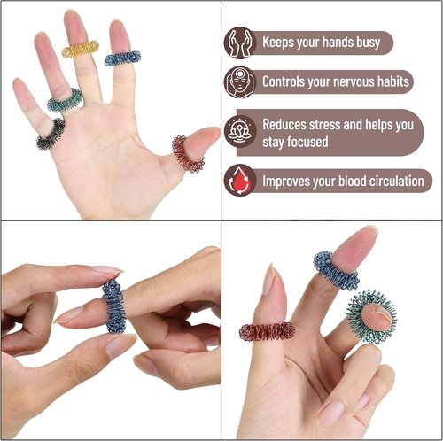 Mr. Pen Spiky Sensory Rings - 10 Pack Jewel Tones for Stress Relief | Fidget Toys for Anxiety & ADHD