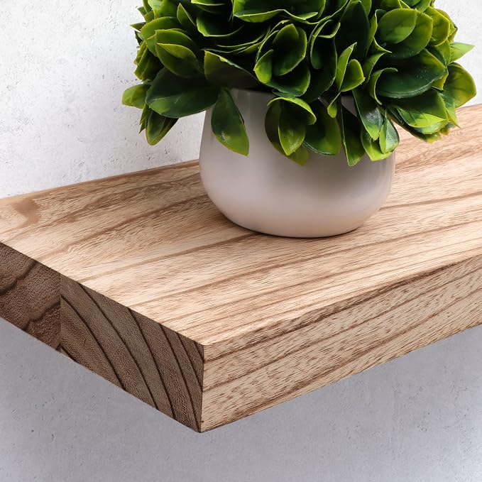 Axeman Floating Shelves, 8 Inch Deep Modern Solid Wood Wall Shelves for Storage, Wall Mounted Display Shelving with Invisible Heavy-Duty Metal Bracket, 48" W x 8" D x 1.6" H, Light Carbonized