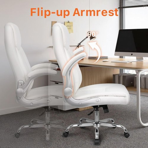 NEO CHAIR Ergonomic Office Gaming Chair - High Back Support, Adjustable Height, White PU Leather