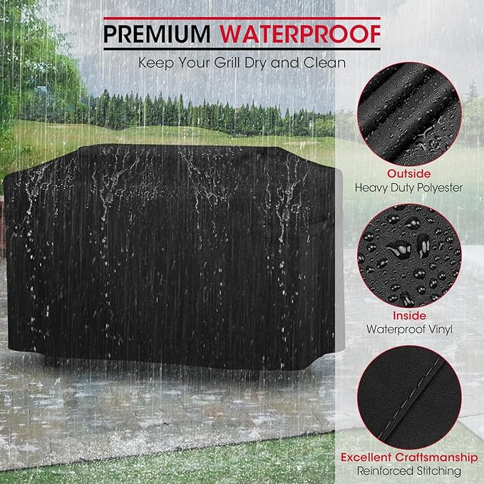 Unicook Griddle Cover Compatible with Weber 36" Rust-Resistant Griddle, Compared to Weber 3400030, Heavy Duty Waterproof 4 Burner Flat Top Grill Cover with Hood, 64 Inch Outdoor BBQ Protector, Black