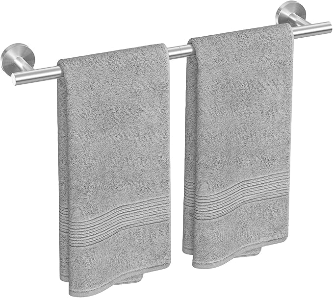USHOWER Brushed Nickel Towel Bar, 22-Inch Towel Rack for Bathroom Wall Mounted, Thicken SUS304 Stainless Steel Towel Rod Modern Home Decor (Total Length 24-Inch)
