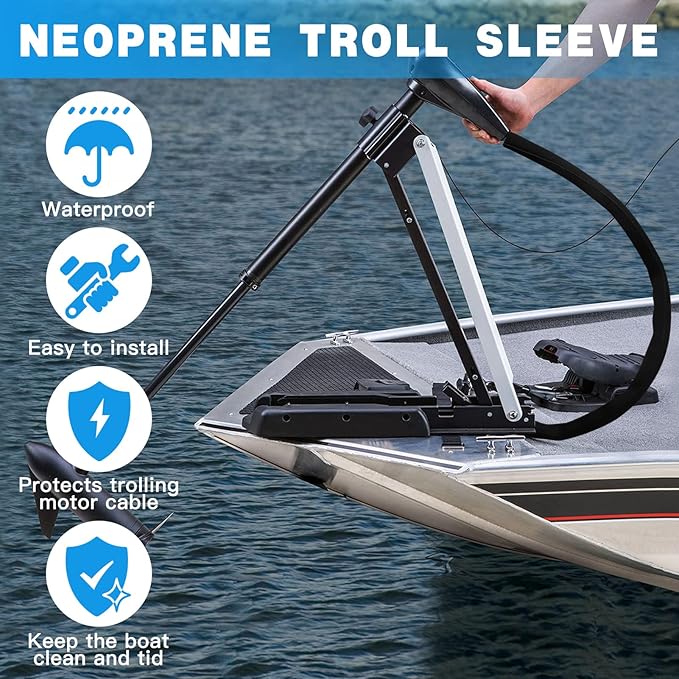 Trolling Motor Cable Sleeve, 60" L Black Neoprene Trolling Motor Sleeve Wire Cover Cable Wrap Organizer
