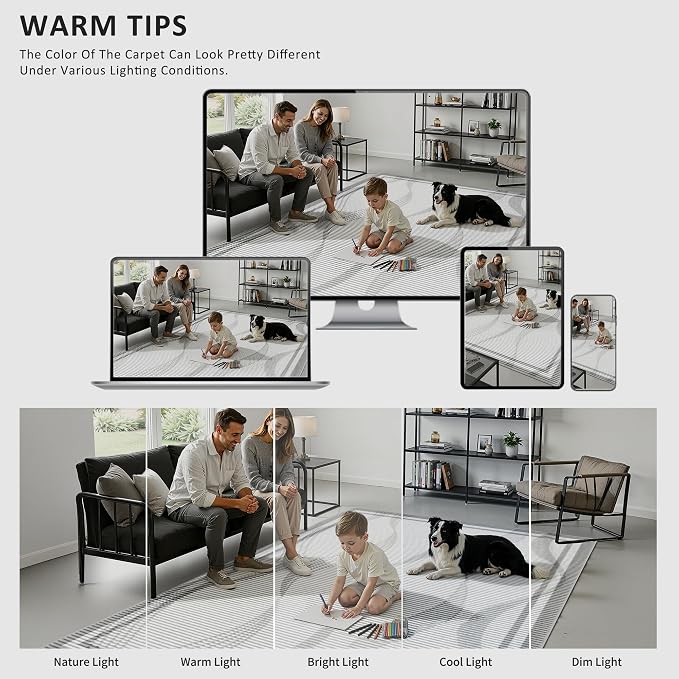 Merelax 5x8 Area Rug for Bedroom - Washable Non-Slip Large Area Rug, Indoor Floor Carpet Low Pile Soft Farmhouse Rug for Dining Room, Mudroom, Modern Aesthetic Abstract Geometric Decor, Grey