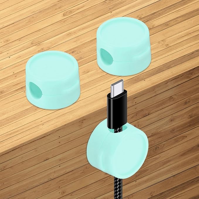 PATIKIL Cable Organizer Holder, 3 Pcs Magnetic Spring Desk Cable Management Clips Adhesive Cord Holder Keeper for Office Desktop Wall Car, Blue