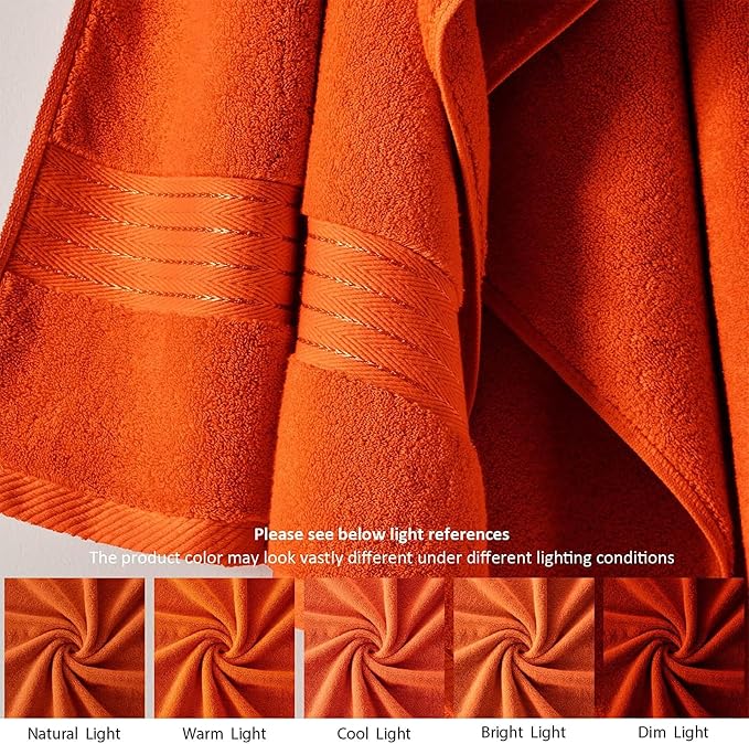 COZYART Burnt Orange Hand Towels for Bathroom 4 Pcs, 13x30 Cotton Guest Hands Towel Set Super Soft Highly Absorbent Durable 650 GSM for Daily Use