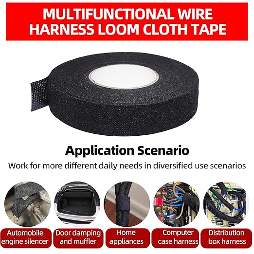 6-Pack Wire Harness Tape,Friction Tape 3/4-Inch by 50-Foot,High Temp Wire Cable Loom Self-Adhesive Tape for Automobile Electrical and Engine Wire Noise Dampening,Audio Wire Harness