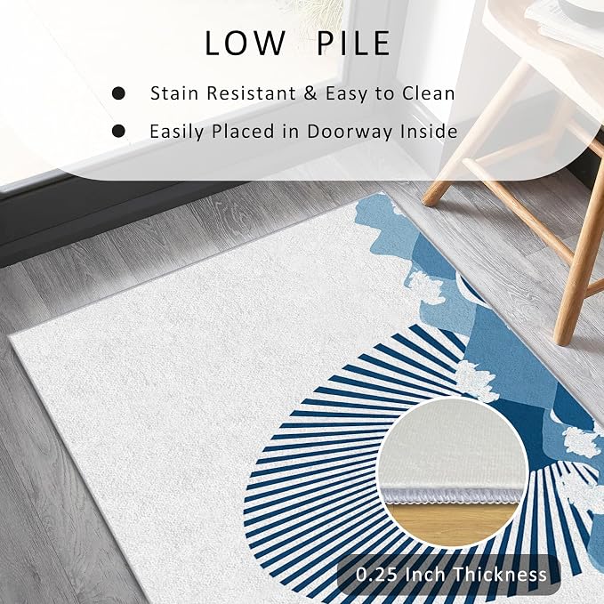 Boho Sunshine Runner Rug 4x9, Japanese Landscape Design, Modern Coastal Area Rug, Washable Non-Slip Floor Carpet Runner for Bedroom, Dining Room, Living Room Aisle