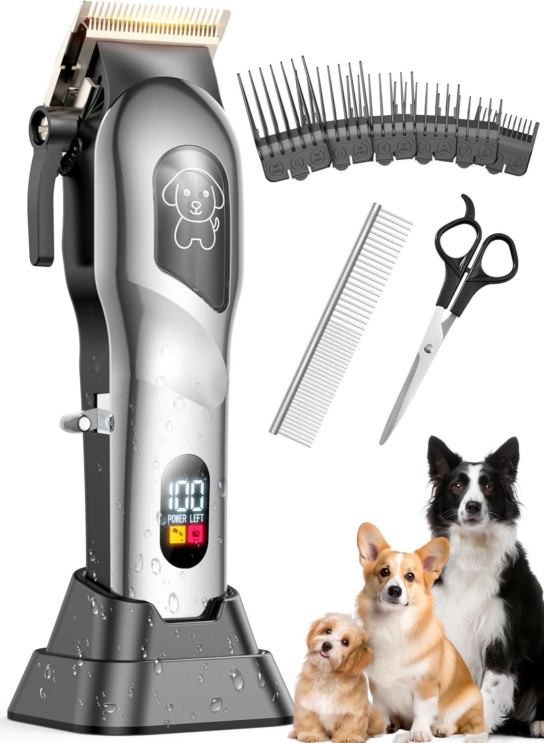 Skiennix Dog Clippers - Professional Grooming Kit for Thick Hair | Low Noise, Cordless Trimmer