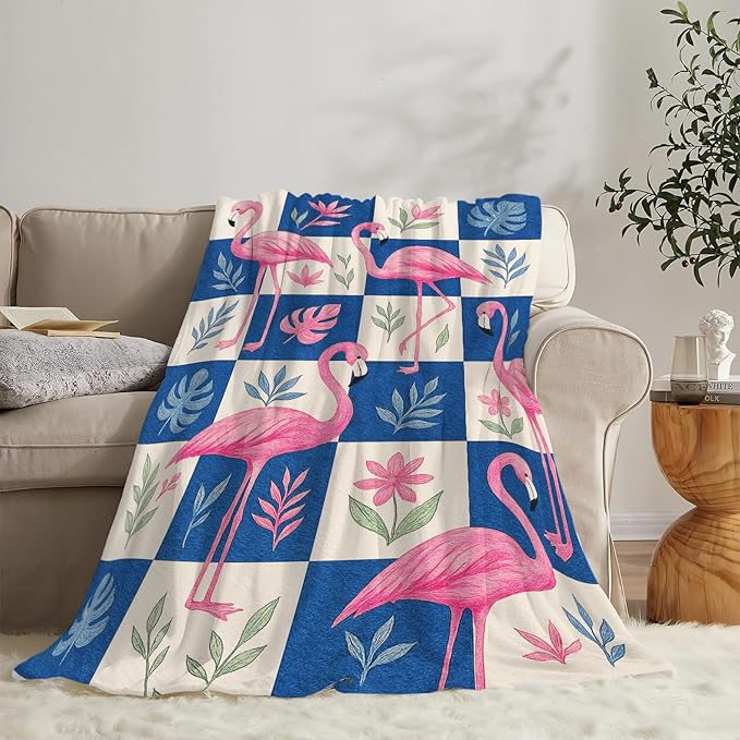 Flamingo Blanket Tropical Flamingo Throw Blanket Soft Cozy Fleece Fuzzy Stuffed Plush Flannel Animal Gifts for Girls Women Boys Kids Adults 60"X80"