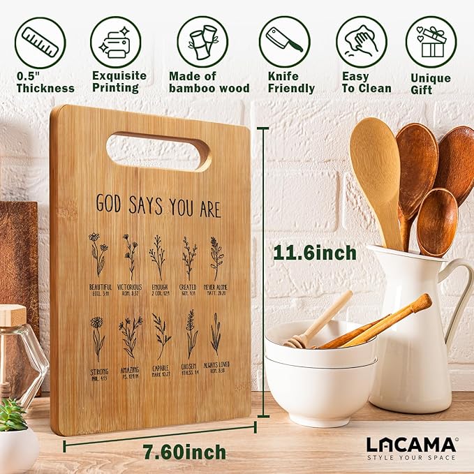 Lacama Christian Gifts for Women Cutting Board for Kitchen, Appreciation Gift for Women Christmas Birthday, Inspirational Gift for Woman Religious Spiritual Gifts for Her, Mom, Sister, Friends Female