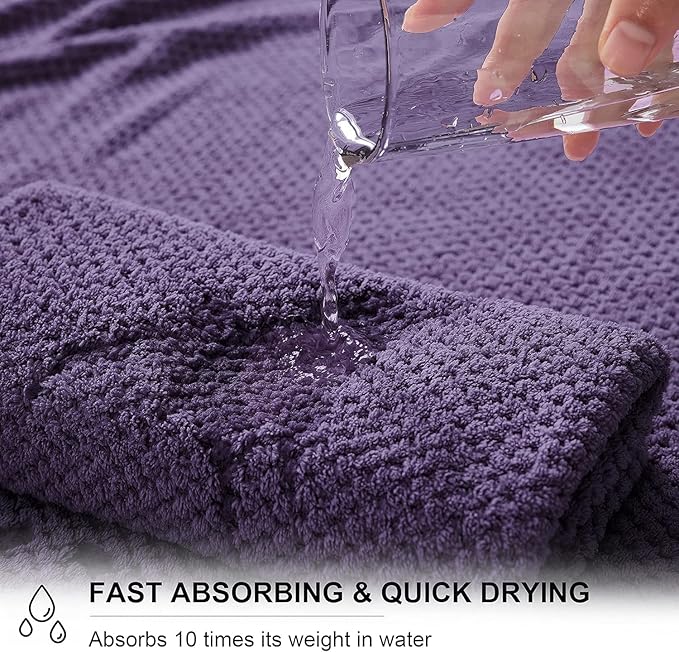 8-Piece Bath Towel Set, 2 Extra Large Bath Towel Sheets, 2 Hand Towels and 4 Washcloths - Highly Absorbent Quick Dry Microfiber,Ultra Soft Towel Set for Bathroom, Waffle Weave Design (Dark Purple)