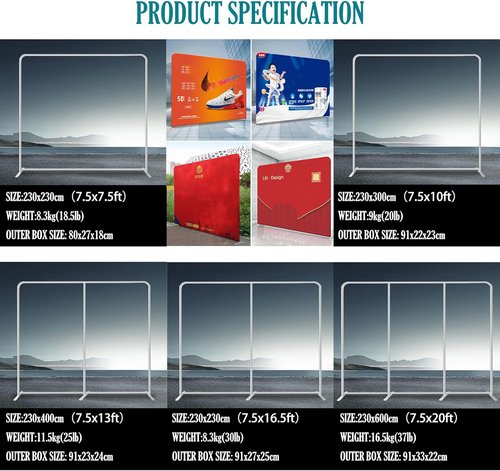 Customize Trade Show Backdrop - Tension Fabric Display for Booths, Exhibitions & Events | 7.5x16.5FT Double-Sided